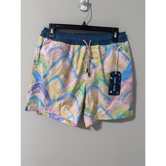 New Baja llama Rainbow Mountains Men's Swim Trunk Size Large - Picture 1 of 3